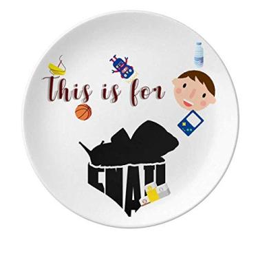 Imagem de Prato de porcelana para jantar redondo para meninos e homens com danos de insetos