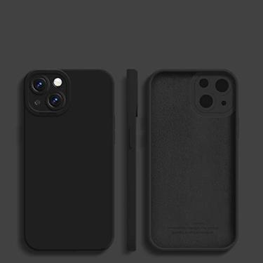 Imagem de Capa de silicone líquido com proteção de armação quadrada para iPhone 14 13 12 MINI 11 Pro XS Max XR X 8 7 Plus SE 2020 Soft Funda Cover, Black, For iphone 8 or 7