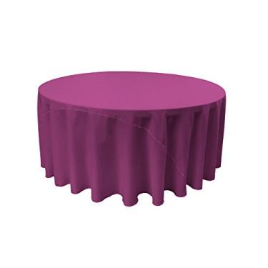 Imagem de LA Linen Toalha de mesa redonda de popelina de poliéster, 331 cm, magenta