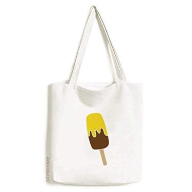 Imagem de Bolsa de lona marrom amarela chocolate doce sorvete bolsa de compras bolsa casual bolsa de compras