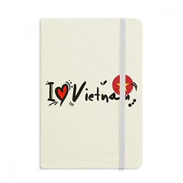 Imagem de Caderno Ilustração de Coração I Love Vietnam Bandeira de Palavras Oficial Tecido Rígido Diário Clássico