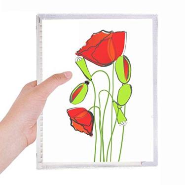 Imagem de Caderno de milho abstrato, flores vermelhas, flores verdes, folhas soltas, diário recarregável, papelaria