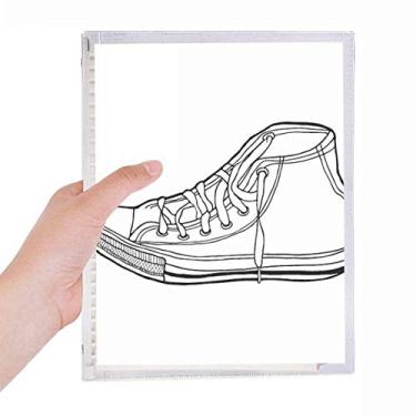 Imagem de Caderno de lona branco com estampa pintada à mão com folhas soltas e diário recarregável