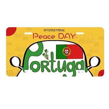 Imagem de DIYthinker Placa de licença com estampa verde bandeira nacional de Portugal Decoração de carro Dia da Paz