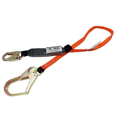 Imagem de Troy Safety SPLD002 Cordão de perna única com absorção de energia de 1,8 m com gancho de pressão e gancho de vergalhão (laranja)