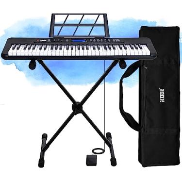 Imagem de Kit Teclado Musical Eletrônico Kobe KB-300 5/8 61 Teclas com Sensibilidade ao Toque com Pedal Sustain, Capa e Suporte