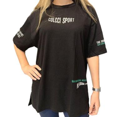 Imagem de Camiseta Colcci Sport Basic Feminino Preto e Verde-Feminino