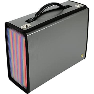 Imagem de CNK Pasta de Arquivos Sanfonada com 24 Bolsos Organizador para Documentos, Fichário Expansível, Arquivamento de Recibos, Divisórias, Etiquetas, Cinza