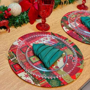 Imagem de Kit Capas de Sousplat e Guardanapos Mesa de Natal Estampada Natalina -