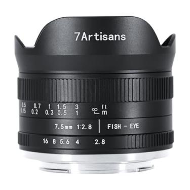 Imagem de 7artisans Lente fixa manual olho de peixe grande angular 7,5 mm f2.8 Mark II APS-C para câmeras sem espelho Canon R Mount R RP R5 R6