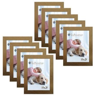 Imagem de Kit 9 Molduras Porta Retrato 15X21 Dourado - Santamaria Molduras