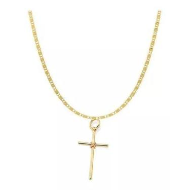 Imagem de Cordão Rommanel 50cm Mimosa + Pingente Cruz 530336 540180, Dourado