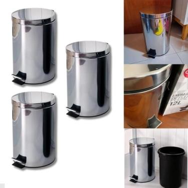 Imagem de Kit 3 Lixeira Inox Premium Multiuso 5 Litros Cesto e Pedal - POWER MAI