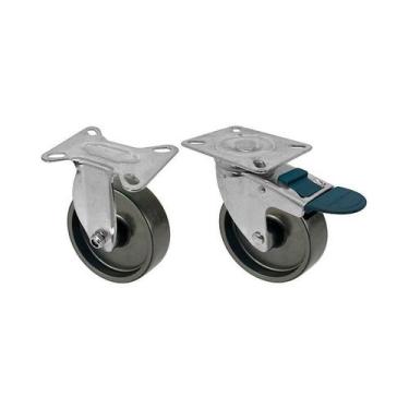 Imagem de Kit 2 un roda rodízio fixo giratório trava polipropileno 3" - AJAX