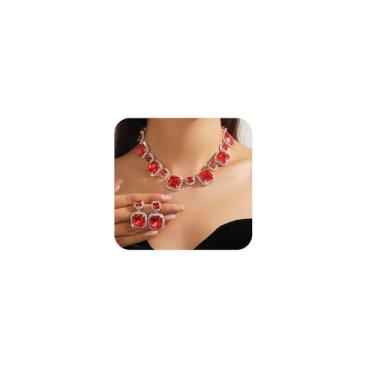 Imagem de Missgrace Vintage Boho Bridal Wedding Prata Preto Verde Strass Gargantilha Colares Conjuntos de Brincos para Mulheres e Noivas, Large, Strass, Sem Pedra Preciosa