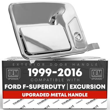 Imagem de Maçaneta externa da porta do passageiro, metal atualizado - Compatível com Ford F-250 F-350 F-450 F-550 F-650 Super Duty; 00-05 Excursion - Todo cromado com fechadura - OEM 7C3Z-2522404-ACHMT, 79307
