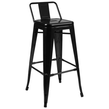 Imagem de Banqueta Tolix Atlas Alta com Encosto - Tatu Bola Móveis, Preto