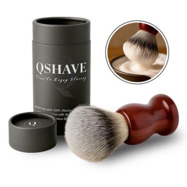 Imagem de Pincel De Barbear Pelo De Texugo Escova Barba Cabo Madeira - QShave