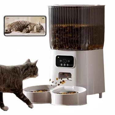 Imagem de Junbec-Pet Alimentadores Automáticos Para Gatos 2 Gatos Com Câmera, 5L Dual Pet Auto Timed Electric Smart App Food Feeding Dispenser Com Sensor De Preservação De Frescor E Pouca Comida (5L-2 Tigelas