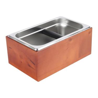 Imagem de FytStycale Recipiente para Retirar Café Expresso, Suporte de aço Inoxidável, 26,9 X 17,1 X 11,7 Cm, Base Estável E Antiderrapante, Assento de Madeira para Máquin