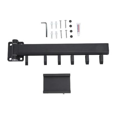 Imagem de Wall Mounted Clothes Drying Rack retrátil dobrável Lavandaria Secagem Rack para Varanda Quarto Banheiro Black Zinc Alloy Rustproof Space Saving