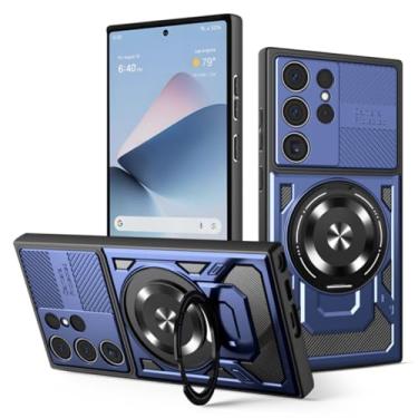 Imagem de YOGISU Capa protetora reforçada para Galaxy S23 FE (anel com suporte) (para Galaxy S23 FE/azul)