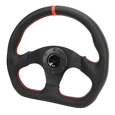 Imagem de Generic Volante de Carro Tipo D, Quadro Preto de Couro, Antiferrugem, Aderência Confortável, Manuseio Flexível, Volante de Carro Esportivo para Veículo