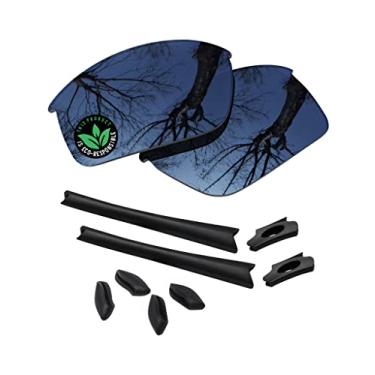 Imagem de Raydi Lentes de reposição de policarbonato e kits de borracha para óculos de sol retangulares Oakley Flak Jacket XLJ - Espelho cromado preto - Polarizado