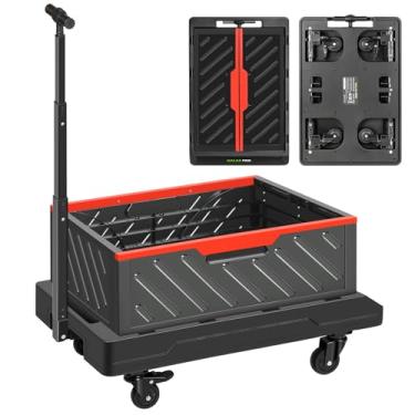 Imagem de Carrinho multifuncional dobrável, capacidade de 59,8 kg, carrinhos com 4 rodas, roda silenciosa, artefato de ajuste inteligente, adequado para viagens, compras, trabalho ao ar livre, carrinho de