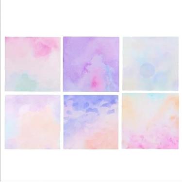 Imagem de 6 peças de notas adesivas em aquarela gradiente fofas 7,6 x 7,6 cm, blocos de notas autoadesivos para mesa de escritório, lembretes de casa, agenda de professores, 30 folhas por bloco, blocos de