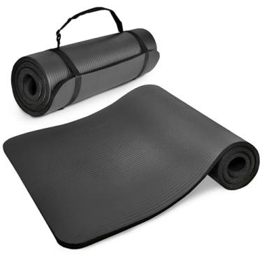 Imagem de BalanceFrom Fitness GoYoga Multiuso 188 x 61 cm Extra Grosso Antirasgo Alta Densidade Antiderrapante Exercício Yoga Tapete com Alça de Transporte, Preto