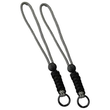 Imagem de Colaxi 2x Alças de pulso para luvas de esqui, cordão para celular, câmera, chave, alça de pulso portátil, ajustável, Preto Branco