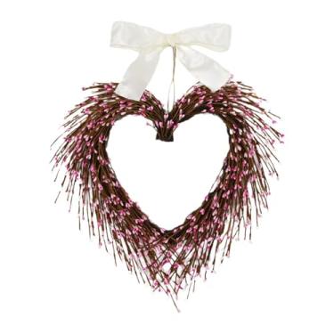 Imagem de Tachiuwa Guirlanda em formato de coração para decoração de porta de entrada, ideal para o Dia dos Namorados e aniversários, Rosa