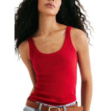 Imagem de Regata Hering N1TE Feminina Slim Ribana Algodão T. P/EXG, M, Rx8, Verm