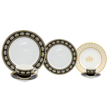 Imagem de Aparelho de Jantar 42 Peças L Hermitage New Bone China - Branco/Preto