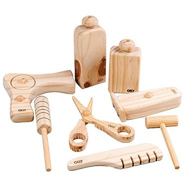 Imagem de Olly Toys - Kit Cabeleireiro - Madeira - F046 - Inclui 8 Peças: Maq. de Barbear, Secador Cabelo, Xampu e Condicionar, Tesoura, Pente, Escova, Lâmina Barbear - Para Crianças