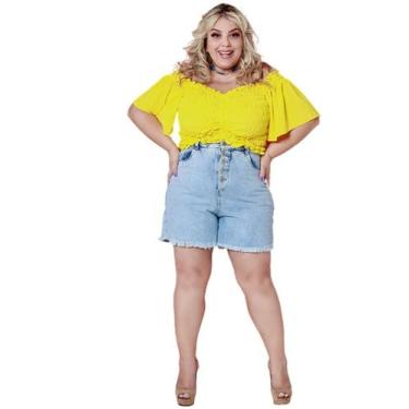 Imagem de Shorts Feminino Jeans Plus Boyfriend  Razon Jeans, 52, Jeans