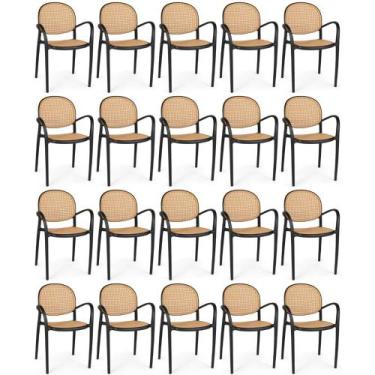 Imagem de Kit 20 Cadeiras de Jantar Roma Com Braço para Sala e Cozinha - Preto -