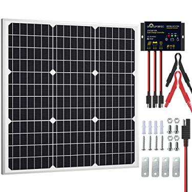 Imagem de SOLPERK Kit de painel solar de 50 W 12 V, carregador de painel solar monocristalino fora da grade com controlador inteligente à prova d'água para barco, carro, trailer, motocicleta, trator, veículos marítimos