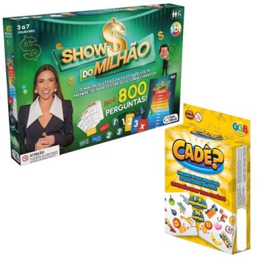 Imagem de Kit Jogo De Tabuleiro Show Do Milhão Sbt 800 Perguntas e Jogo Cadê? Achei! com 56 Cartas - Diversão Garantida esse Combo