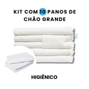 Imagem de Saco 10 Pano De Chão Branco Grande 70x 45cm Grosso Duplo Algodão Alvej