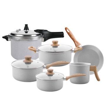 Imagem de Jogo Panelas Antiaderente Cerâmica Indução 6Pçs Brinox Gris