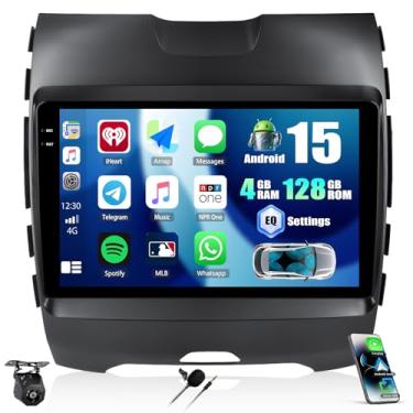 Imagem de [4G + 128G] Rádio automotivo para Ford Edge 2016-2020 com carro sem fio CarPlay Android Auto, tela sensível ao toque de 22.9 cm, Android 15, estéreo automotivo com link espelhado, navegação GPS WiFi