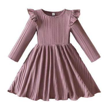 Imagem de Vestido TTYAOVO Girl de manga comprida, outono, inverno, 4 anos, rosa 