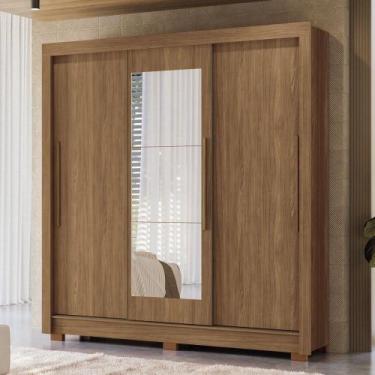 Imagem de Guarda-Roupa Casal Palotina 3 Portas 2 Gavetas Jatoba com Espelho - Pn