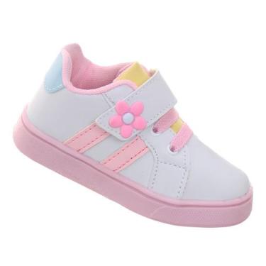 Imagem de Tenis Sapato Menina Infantil de Florzinha Rosa e Branco - Pc, 28, Rosa