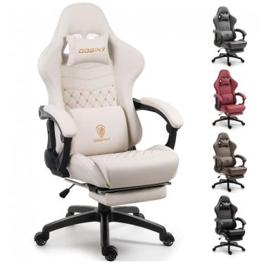 Imagem de Dowinx Vinatge Cadeira de Escritório Gamer Giratório e Reclinável, Branca