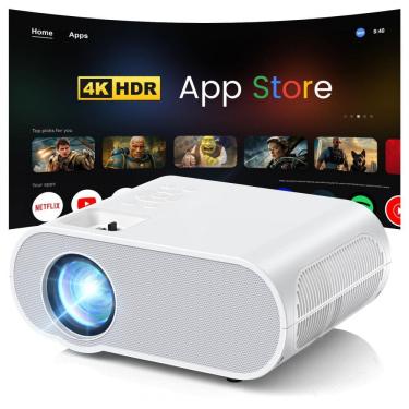 Imagem de Projetor Google TV HOMPOW HD 4K com WiFi e Bluetooth - Certificado Oficialmente pela Netflix, Projetor Outdoor para Cinema em Casa