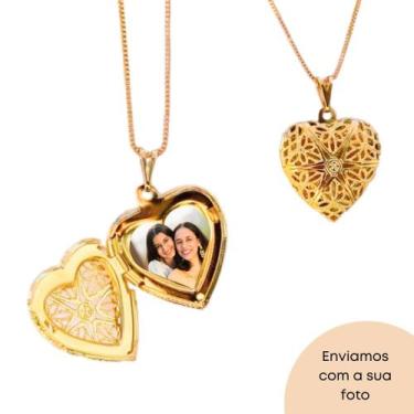 Imagem de Colar com Pingente Relicário De Coração Com Foto - SAF SEMIJOIAIS, Ban