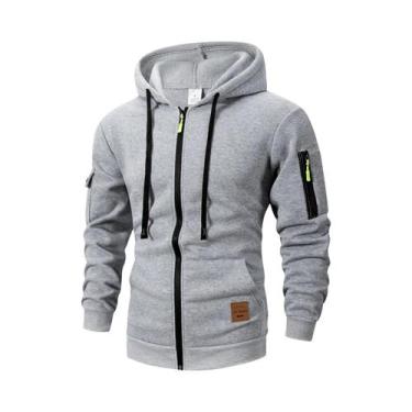 Imagem de Moletom Masculino Slim Fit Com Capuz E Zíper, Manga Longa, Jaqueta Out
